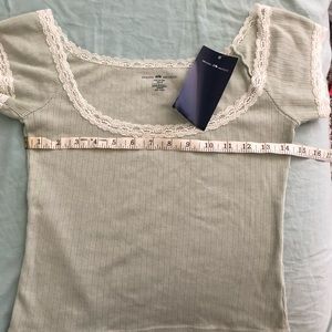 NWT Brandy Melville Eden rib lace top Light green